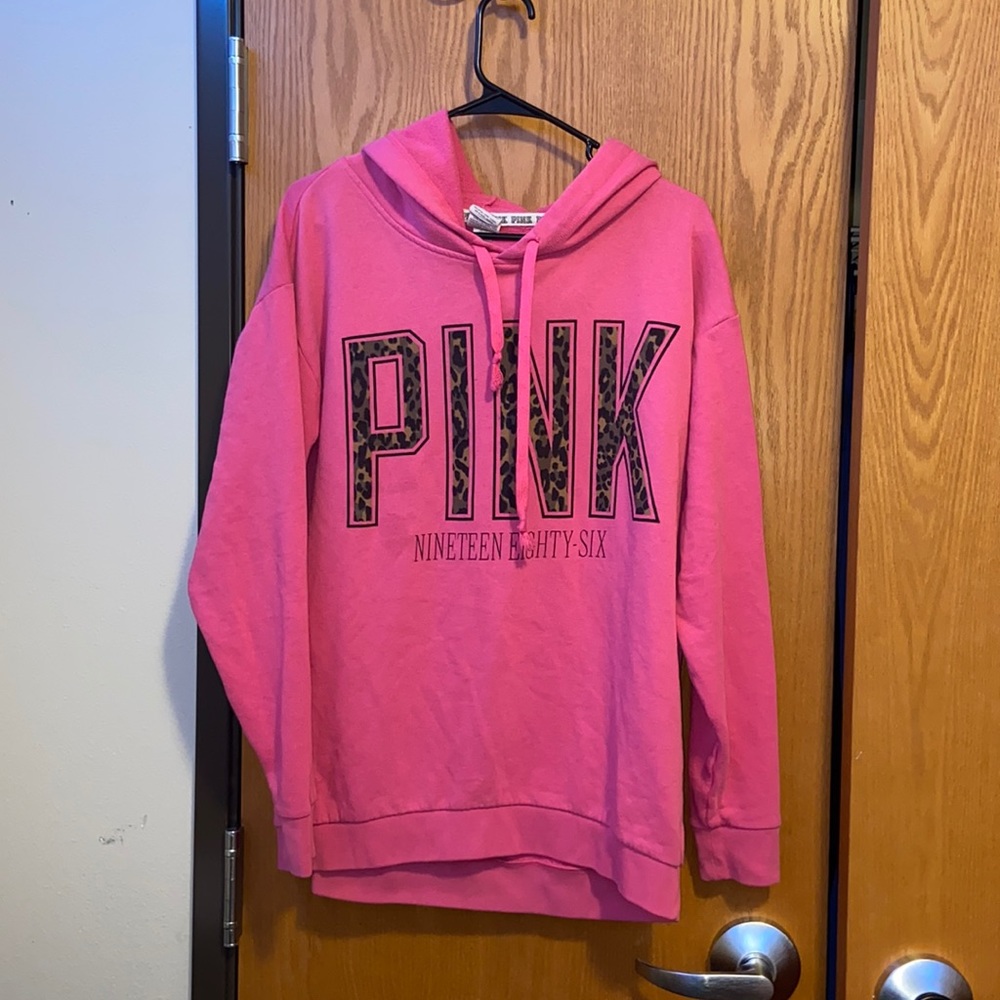 Oversized PINK cheetah print hoodie